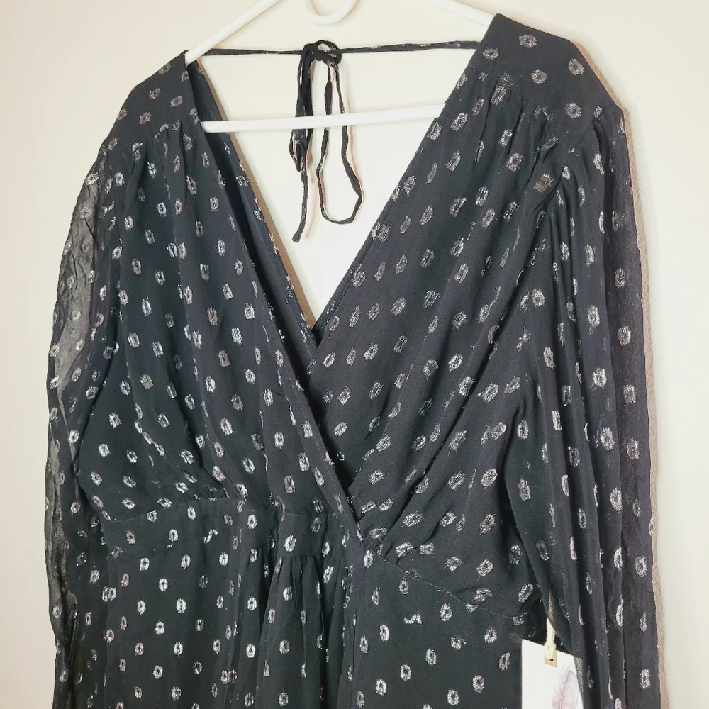 Jessica Simpson Dress Women's Size 2X Maternity Black Dots Flounce Party Event - Picture 4 of 10